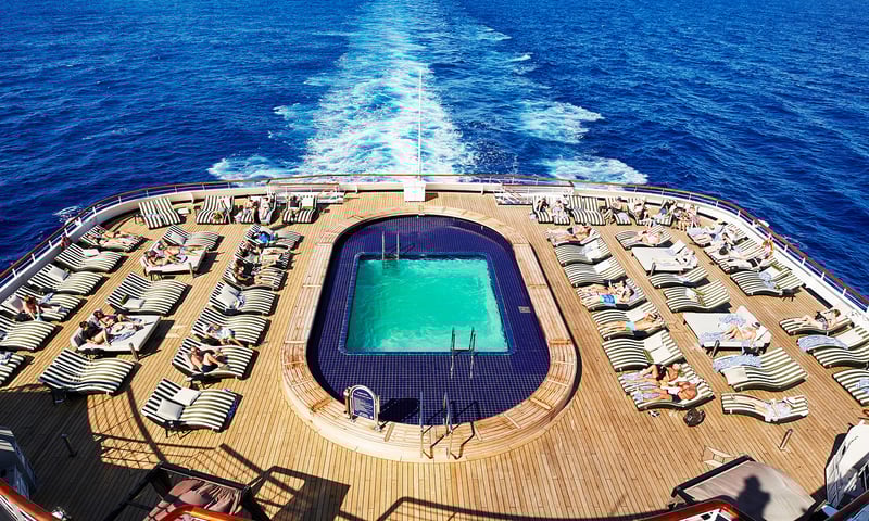 Unwind at Galazio Pool and Terrace onboard Celestyal Journey.