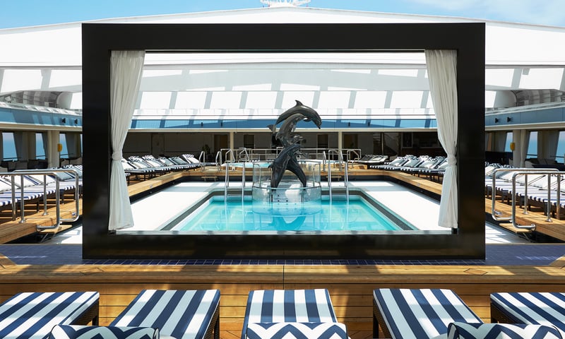 Stretch and work on your tan on the Halara Pool onboard Celestyal Journey.