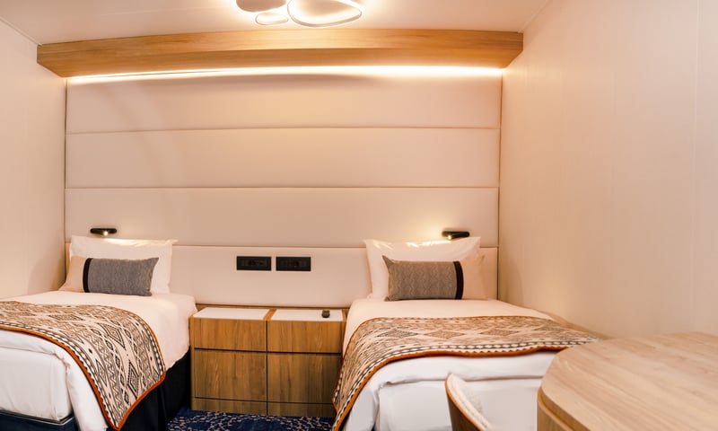 An Interior Cosmos Cabin aboard Celestyal Discovery.