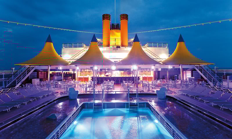 Soak up the sun or take a dip in the pool aboard Costa Deliziosa.
