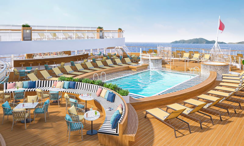 The Queen Anne features two ample swimming pools to relax by.