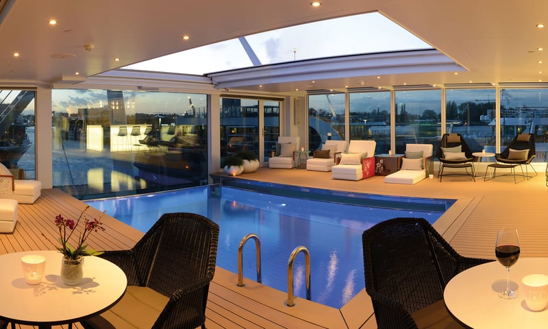 Take a cool dip in the onboard pool, Emerald Star-Ship.