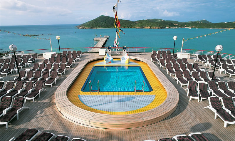 Relax by one of the two heated pools on the Lido Deck onboard Holland America's Volendam.