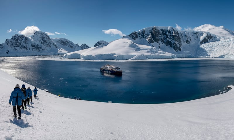 The MS Fridtjof Nansen in an Antarctic setting.