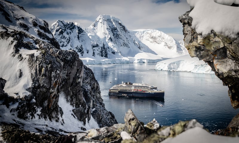 The MS Roald Amundsen in Antarctica.