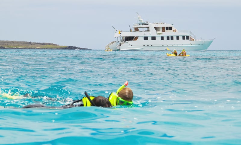 Snorkel and swim in the warm waters of the Galapagos.