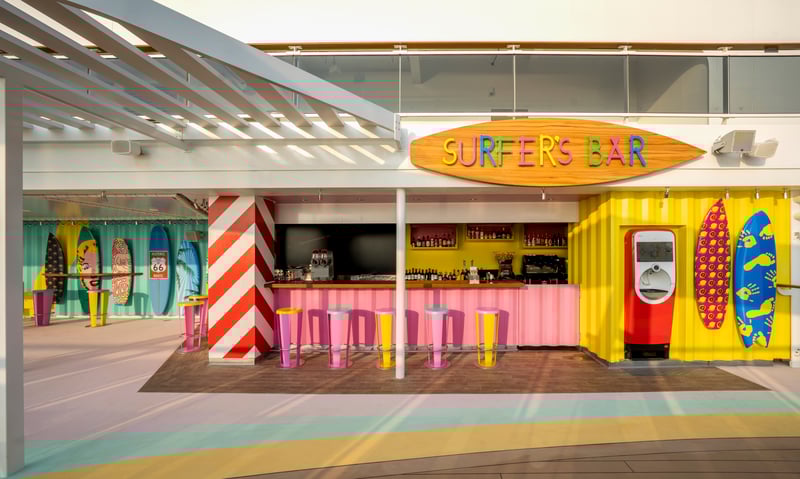 The Surfer’s Bar onboard MSC World Europa (Itinerary 3 or 4).
