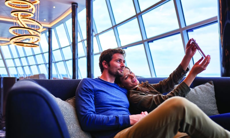 Enjoy some time on the Norwegian joy's comfortable Observation Lounge.