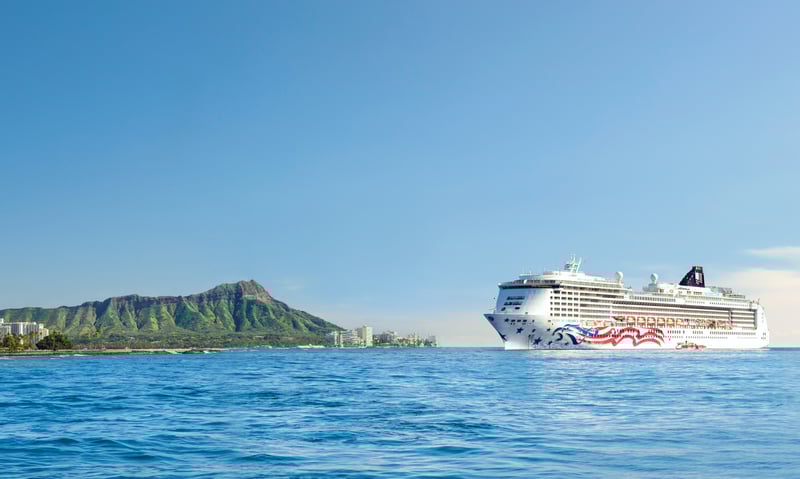 NCL's Pride of America arriving to Honolulu, Hawaii.