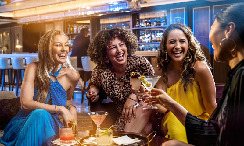 Meet up with friends for cocktails in the Take Five Bar before dinner, charges apply.
