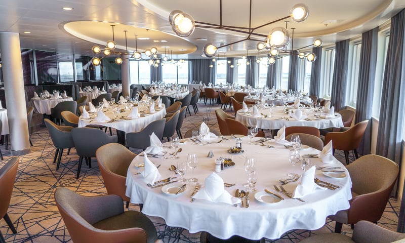 Delight in dining at Balena Restaurant onboard Quark Expeditions' Ultramarine.