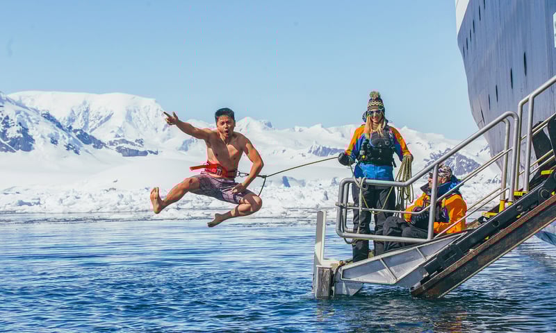 Take the icy Polar Plunge off Quark Expeditions' Ultramarine.