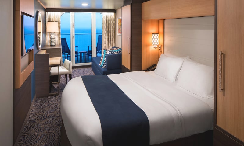 Feel the sea breezes from an upgraded Balcony cabin onboard Anthem of the Seas.