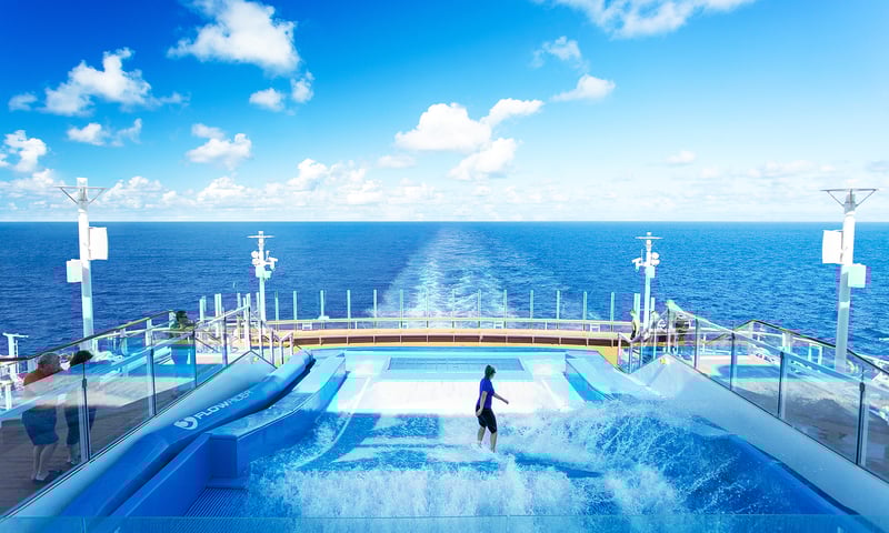 Get adventurous and try surfing or skydiving at sea aboard Anthem of the Seas, charges apply.