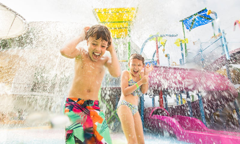 Liberty of the Seas' Splashaway Bay is an expansive, kid-friendly water park located on the top deck