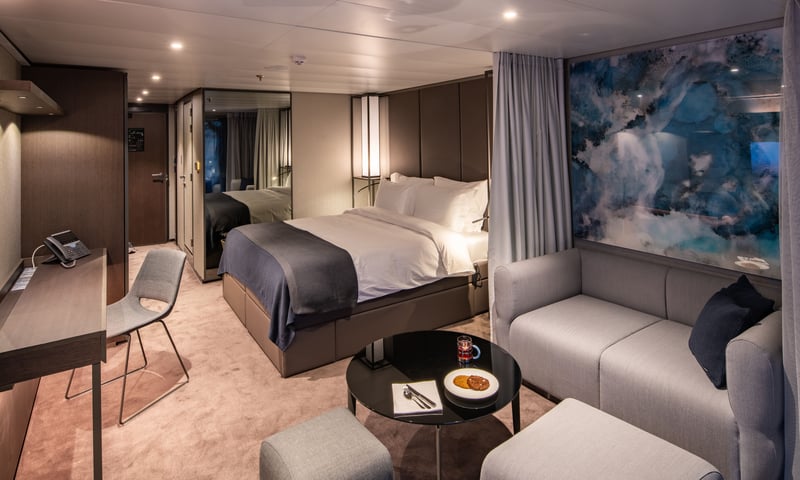 The Deluxe Verandah Suite aboard the Scenic Eclipse II.