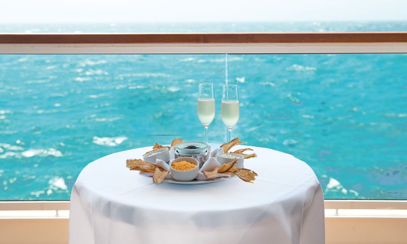 Complimentary caviar is an extra indulgence offered throughout your Seabourn Pursuit voyage.