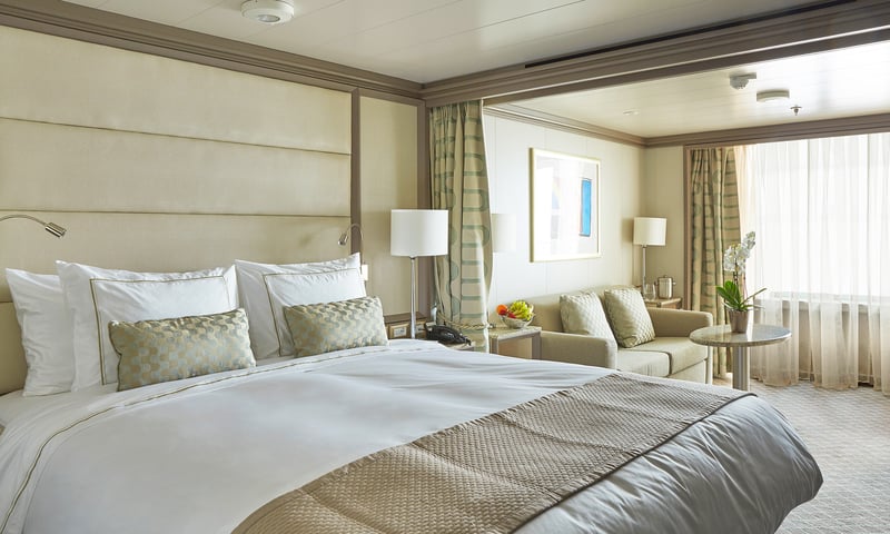 Unwind in the comfort of a spacious Vista Suite onboard Silver Dawn.