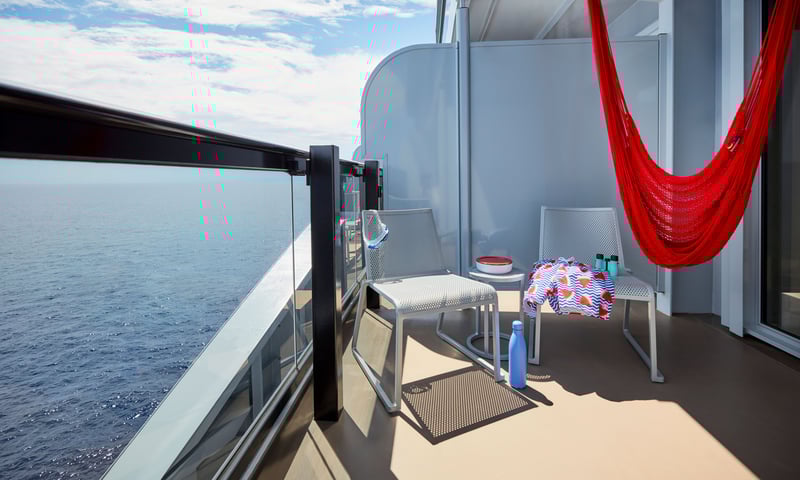 Upgrade your cabin and enjoy the cool breeze  from the privacy of a Sea Terrace Cabin balcony.