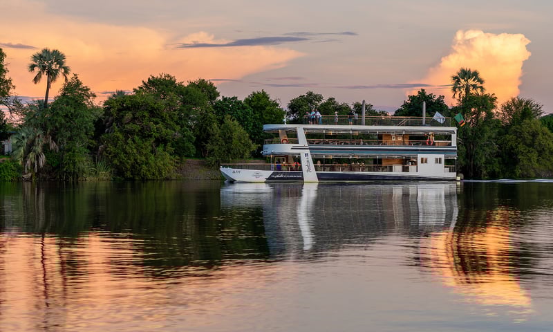 Enjoy optional activities on offer, including a sunset cruise while in Livingstone, Itinerary 2.