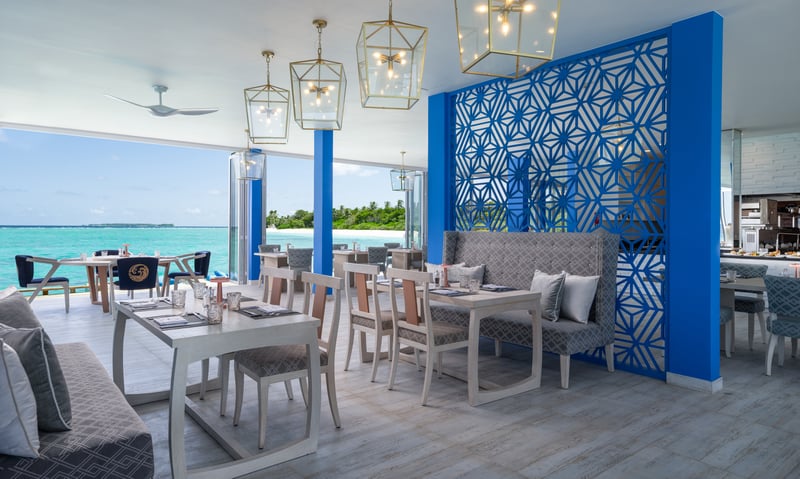 The Waterfront Restaurant & Bar at   Ifuru Island Resort, Maldives.