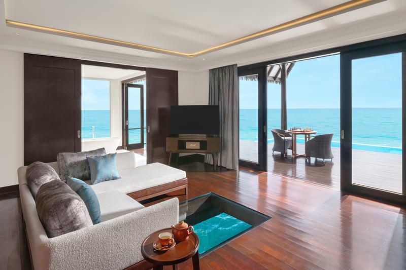 The Overwater Ocean Suite with Infinity Pool is designed for those who desire ultimate seclusion.