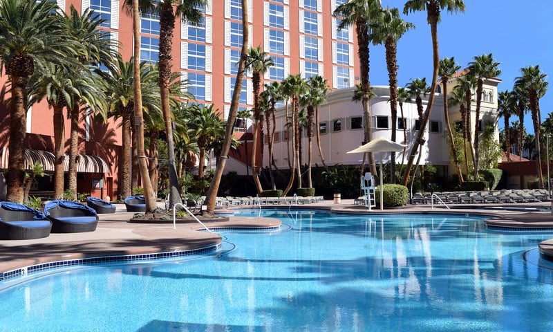 Lounge by the pool at Treasure Island, Las Vegas.