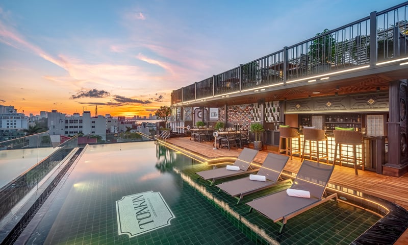 Relax by the pool at Tonkin Luxury Boutique Hotel & Spa, Hanoi.