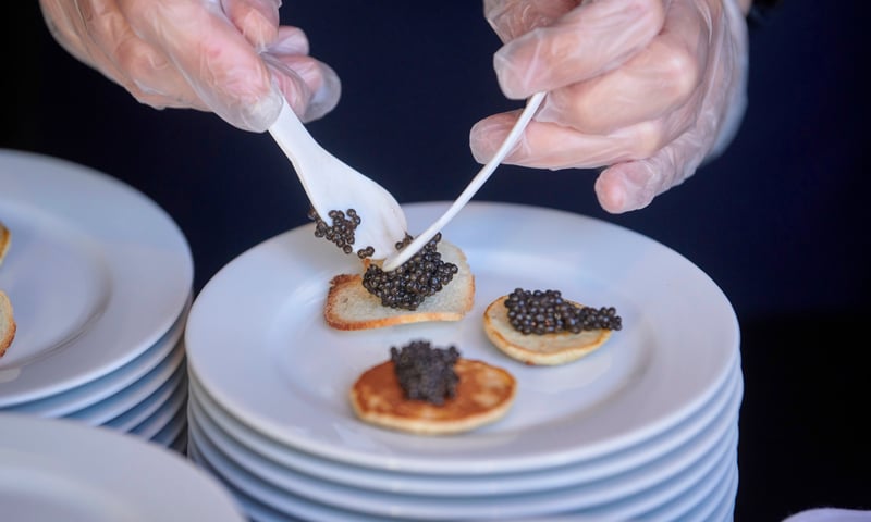 Enjoy complimentary caviar aboard Seabourn Quest.
