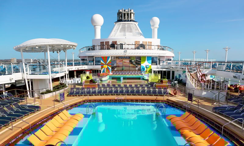 Bask in the sun from the pool deck aboard Royal Caribbean's Anthem of the Seas.