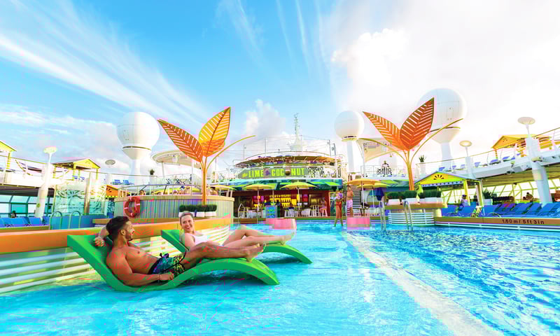 Enjoy space to lounge on the pool deck onboard the Royal Caribbean ship.