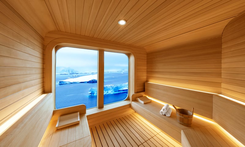 Feel the heat from a soothing sauna aboard the Seabourn ship.