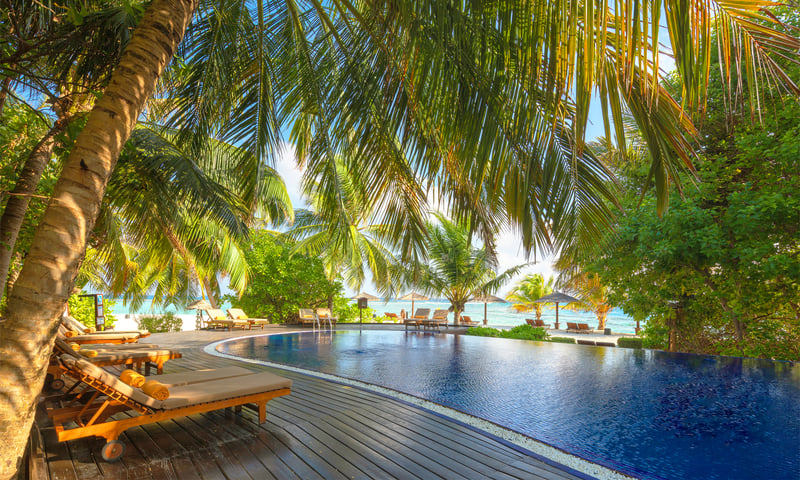 Take a dip in the refreshing pool at Adaaran Prestige Vadoo, Maldives.