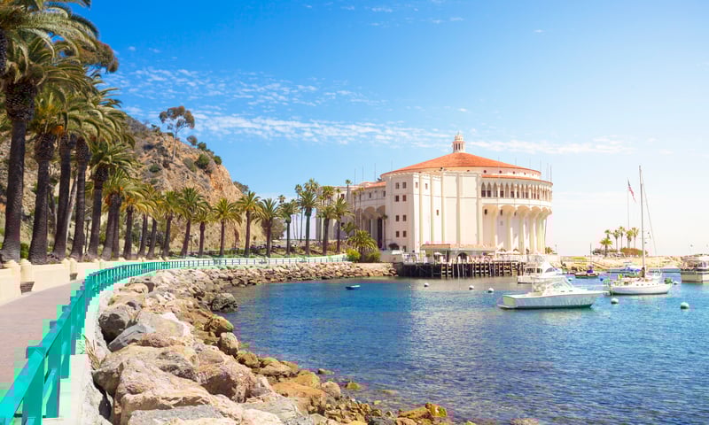 See the iconic Catalina Casino on Catalina Island, California.