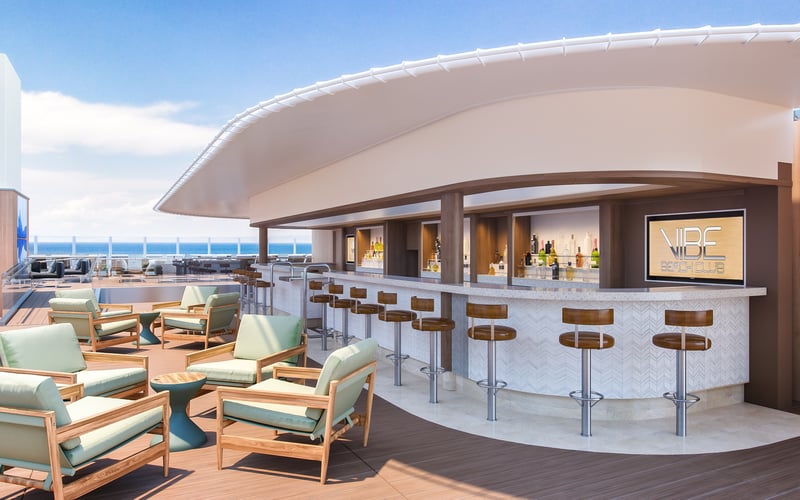Grab a drink at Vibe Beach Club aboard NCL’s Norwegian Encore or Norwegian Bliss.