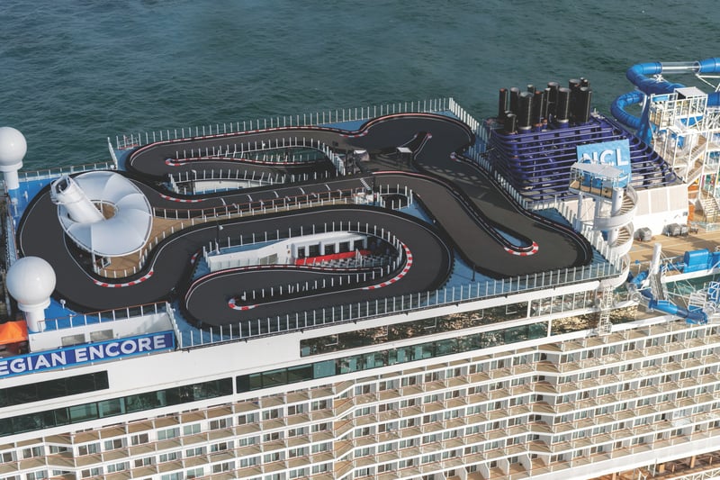 Enjoy the largest go-kart racetrack at sea aboard NCL’s Norwegian Encore. (additional fees required)