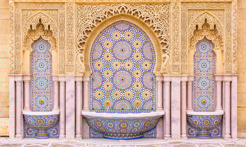 Admire the detail of the Mausoleum of Mohammed V in Rabat, Morocco.