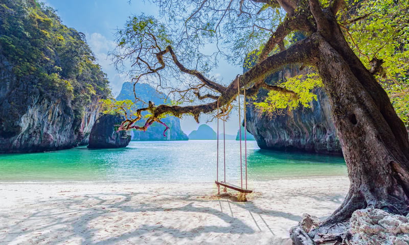 Lao Lading Island, also known as Paradise Island, a tranquil spot perfect for swimming.