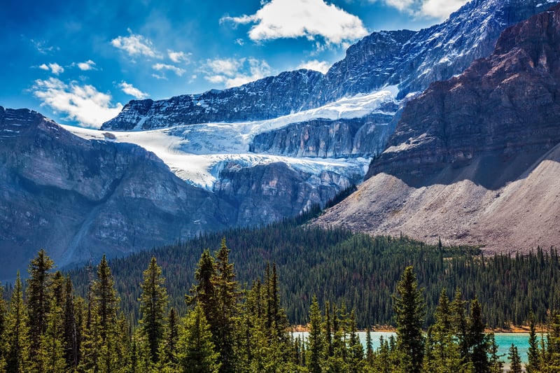 The famous Glacier Crowfoot over Bow River, Canada.