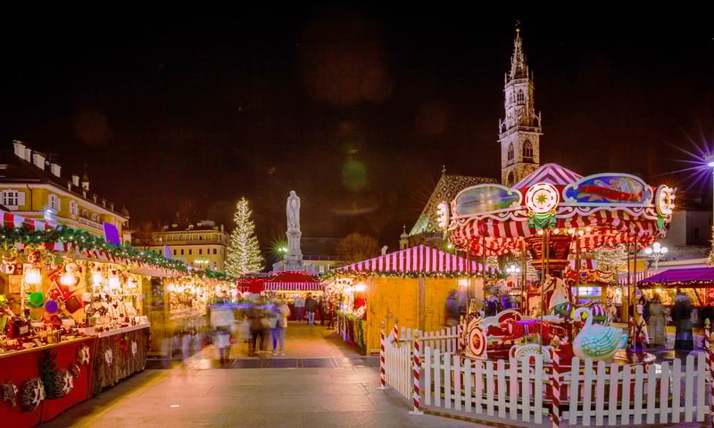Delight in the colourful Christmas markets in Bolzano, Italy.