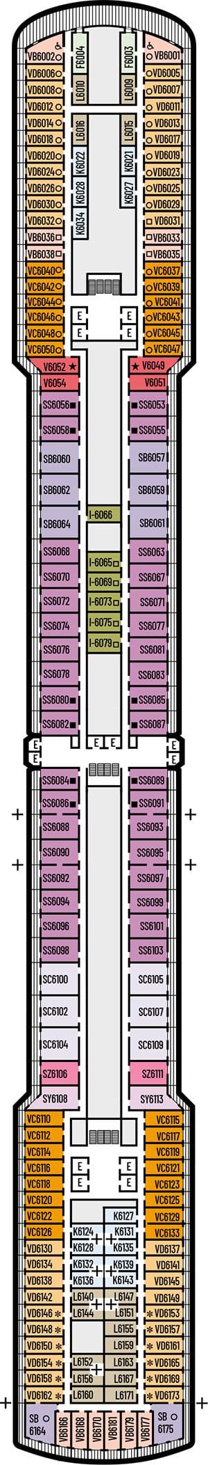 Deck 6 - Upper Veranda Deck Plan