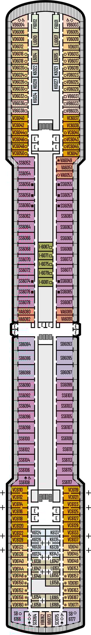 Deck 6 - Up Veranda Deck Plan