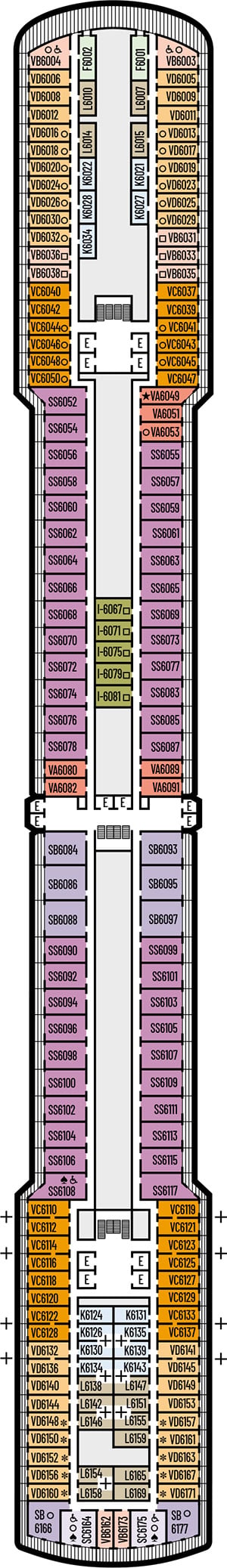 Deck 6 - Up Veranda Deck Plan
