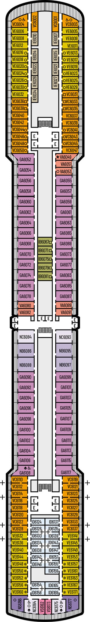 Deck 6 - Up Veranda Deck Plan