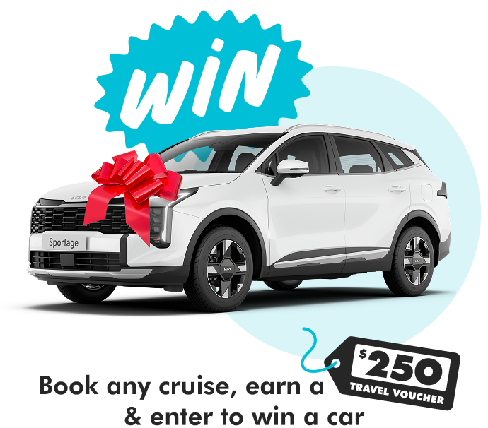 Book any cruise, earn a $250 Travel Voucher & enter to win a car